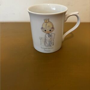 1985 Precious Moments White Porcelain Princess Mug with Gold Crown